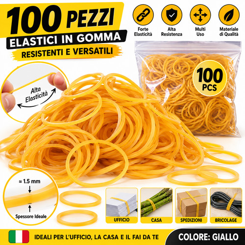 100 elastici gomma gialli - 100,